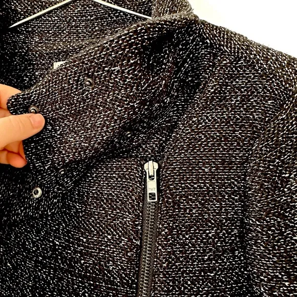 | loft • herringbone zip front moto blazer jacket • size xs |